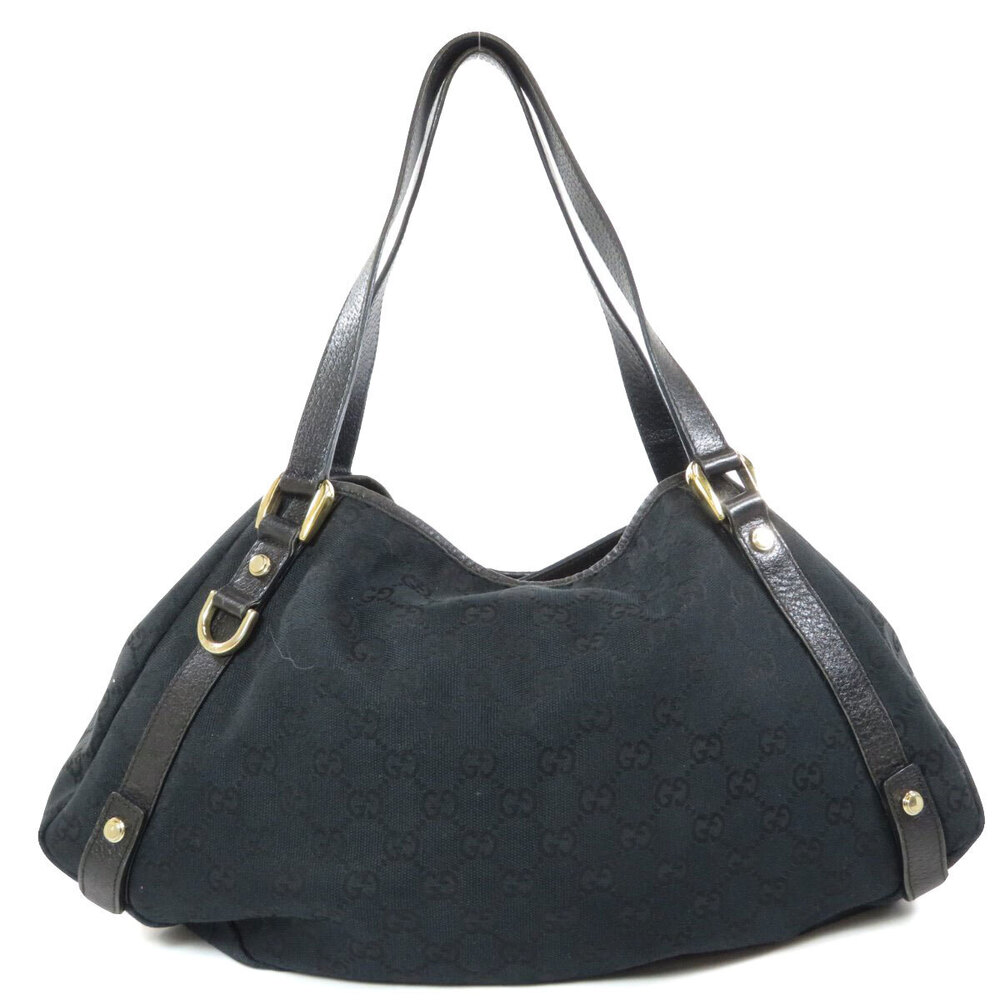 Gucci black GG Shoulder leather monogram Canvas Abbey Bag